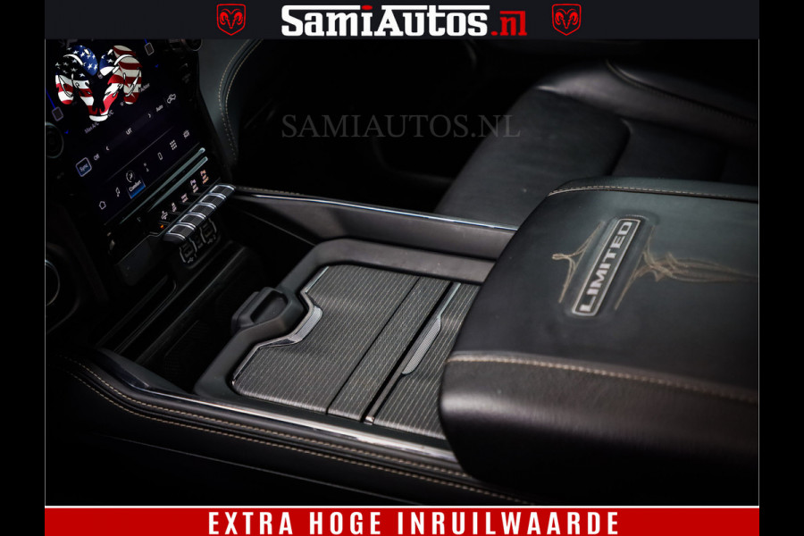 Dodge Ram 1500 LIMITED | 5.7 V8 HEMI | HUD | BOM VOL | LUCHTVERING | PANORAMA | ADAPTIVE CRUISE | 360 CAM | 3500KG | LEDER | DUBBELE CABINE | BPM VRIJ | LANE ASSIST | APPLE CARPLAY