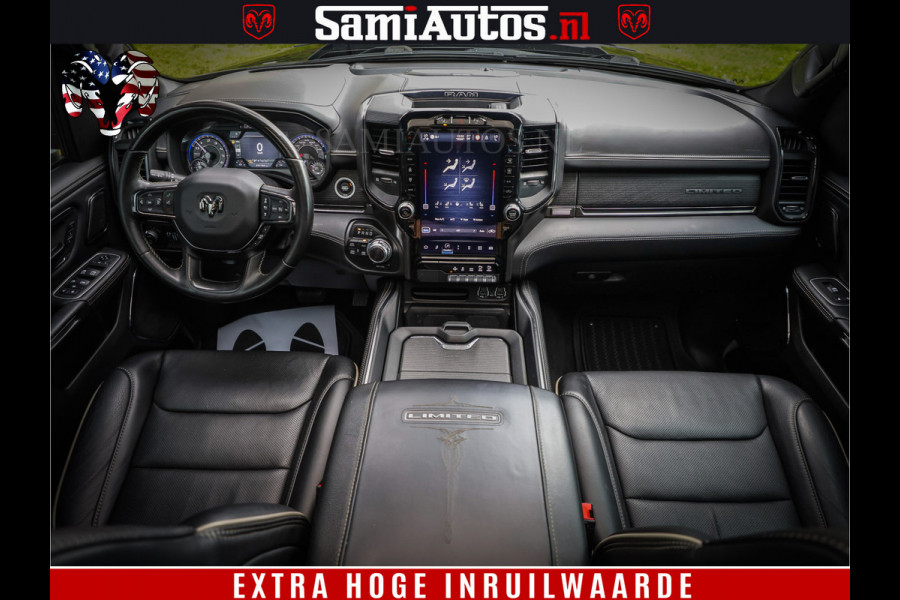 Dodge Ram 1500 LIMITED | 5.7 V8 HEMI | HUD | BOM VOL | LUCHTVERING | PANORAMA | ADAPTIVE CRUISE | 360 CAM | 3500KG | LEDER | DUBBELE CABINE | BPM VRIJ | LANE ASSIST | APPLE CARPLAY