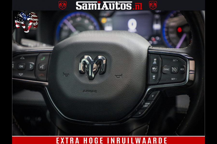 Dodge Ram 1500 LIMITED | 5.7 V8 HEMI | HUD | BOM VOL | LUCHTVERING | PANORAMA | ADAPTIVE CRUISE | 360 CAM | 3500KG | LEDER | DUBBELE CABINE | BPM VRIJ | LANE ASSIST | APPLE CARPLAY