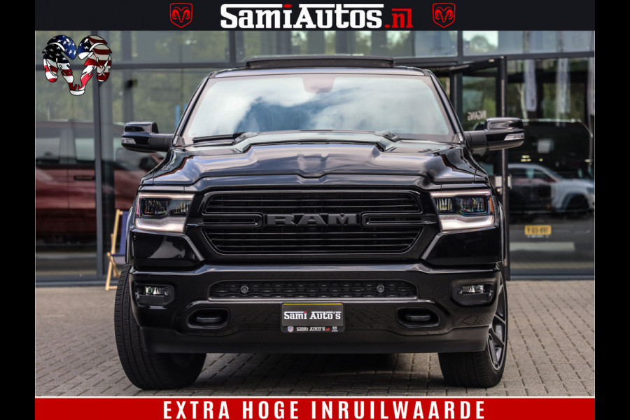 Dodge Ram 1500 LARAMIE | 5.7 V8 | 46.000KM! | PANORAMA | NIGHT EDITION | CRUISE | 200L LPG | HARMAN/KARDON | CAMERA | STOEL VENTILATIE/VERWAMING | CREWCAB | 4X4 | AUTO TREEPLANK | 3500KG |