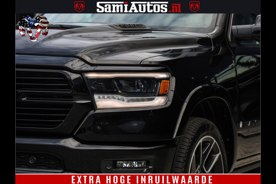 Dodge Ram 1500 LARAMIE | 5.7 V8 | 46.000KM! | PANORAMA | NIGHT EDITION | CRUISE | 200L LPG | HARMAN/KARDON | CAMERA | STOEL VENTILATIE/VERWAMING | CREWCAB | 4X4 | AUTO TREEPLANK | 3500KG |