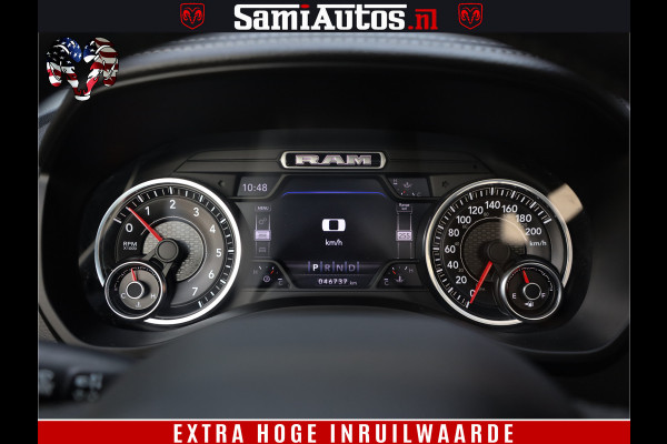 Dodge Ram 1500 LARAMIE | 5.7 V8 | 46.000KM! | PANORAMA | NIGHT EDITION | CRUISE | 200L LPG | HARMAN/KARDON | CAMERA | STOEL VENTILATIE/VERWAMING | CREWCAB | 4X4 | AUTO TREEPLANK | 3500KG |