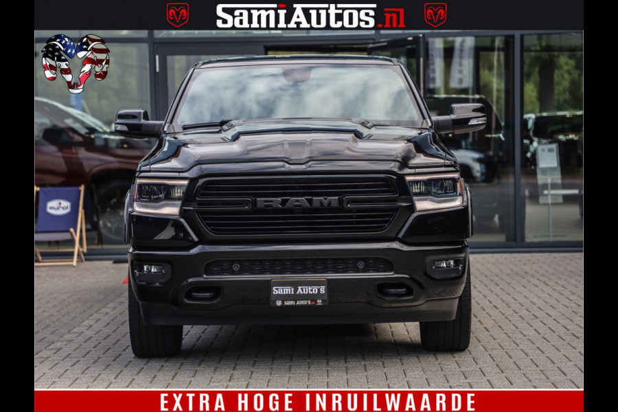 Dodge Ram 1500 LARAMIE | 5.7 V8 | 46.000KM! | PANORAMA | NIGHT EDITION | CRUISE | 200L LPG | HARMAN/KARDON | CAMERA | STOEL VENTILATIE/VERWAMING | CREWCAB | 4X4 | AUTO TREEPLANK | 3500KG |