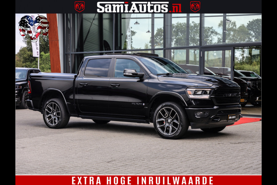 Dodge Ram 1500 LARAMIE | 5.7 V8 | 46.000KM! | PANORAMA | NIGHT EDITION | CRUISE | 200L LPG | HARMAN/KARDON | CAMERA | STOEL VENTILATIE/VERWAMING | CREWCAB | 4X4 | AUTO TREEPLANK | 3500KG |
