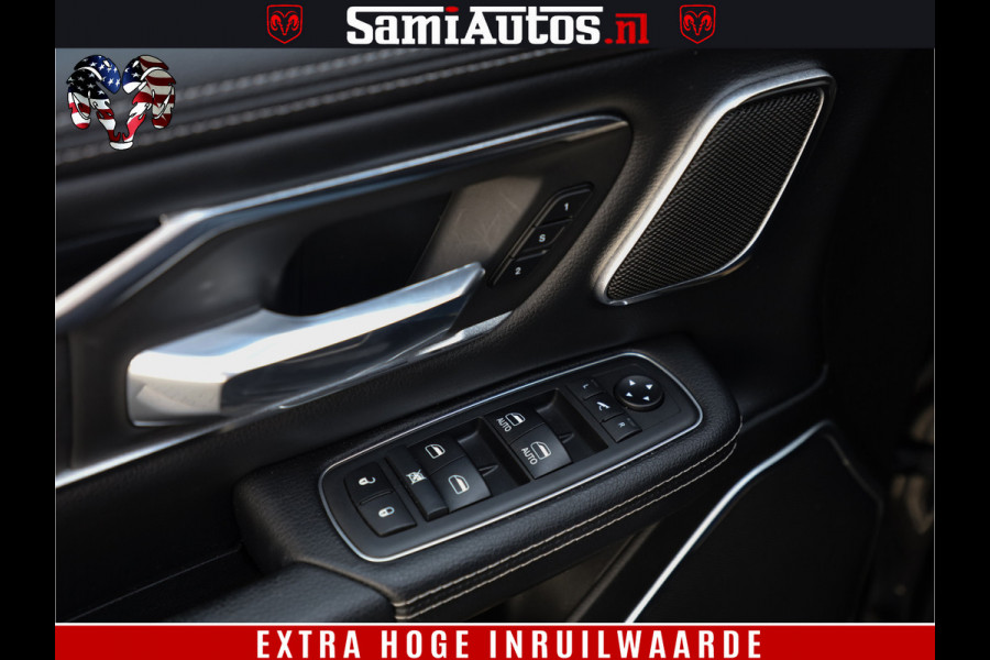 Dodge Ram 1500 LARAMIE | 5.7 V8 | 46.000KM! | PANORAMA | NIGHT EDITION | CRUISE | 200L LPG | HARMAN/KARDON | CAMERA | STOEL VENTILATIE/VERWAMING | CREWCAB | 4X4 | AUTO TREEPLANK | 3500KG |