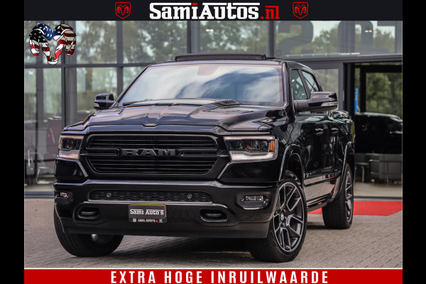 Dodge Ram 1500 LARAMIE | 5.7 V8 | 46.000KM! | PANORAMA | NIGHT EDITION | CRUISE | 200L LPG | HARMAN/KARDON | CAMERA | STOEL VENTILATIE/VERWAMING | CREWCAB | 4X4 | AUTO TREEPLANK | 3500KG |