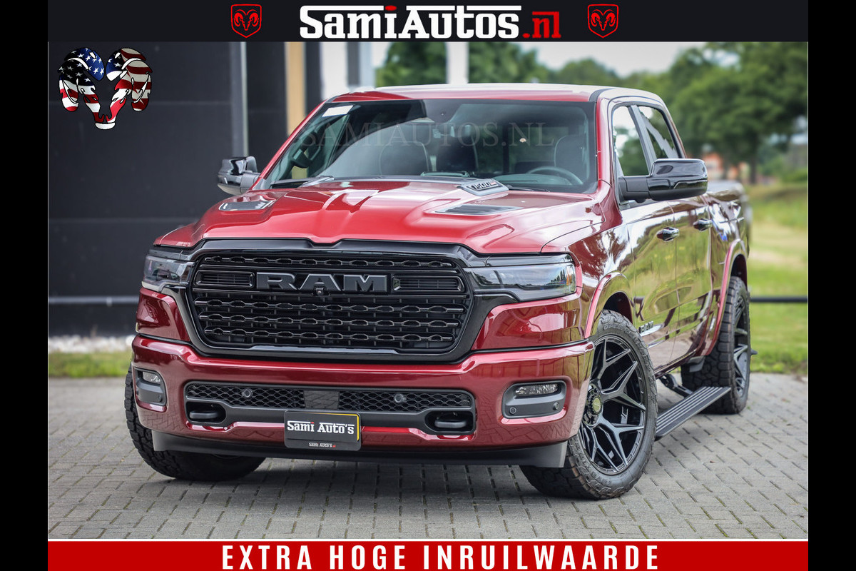 Dodge Ram 1500 Limited Night H.O 540HP 706Nm | Massage + Full Option | De Meest Luxe en Volle Pick-Up in zijn Klasse | Comfortabele Dubbele Cabine met Royale 5 Zitplaatsen | BPM vrij | Nu Leverbaar uit Voorraad | Voorraad Nr 2302 - 7425