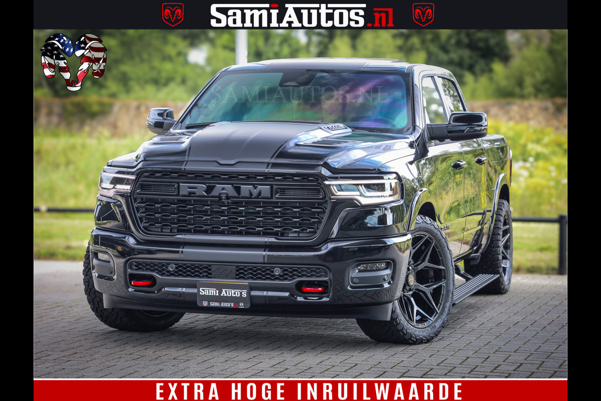 Dodge Ram 1500 Limited Night High Output 540HP 706Nm | Massage + Full Option | De Meest Luxe en Volle Pick-Up in zijn Klasse | Comfortabele Dubbele Cabine met Royale 5 Zitplaatsen | BPM vrij | Nu Leverbaar uit Voorraad | Voorraad Nr 2328 - 5157