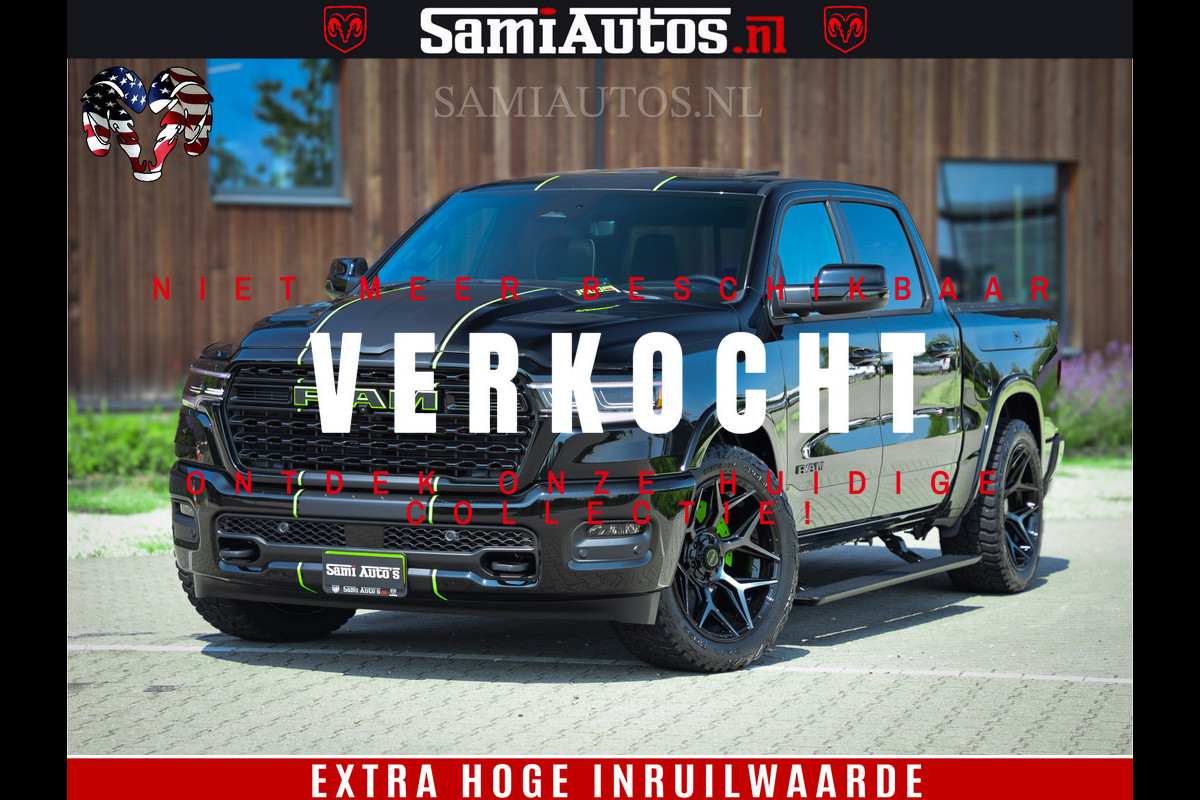 Dodge Ram 1500 Limited Night H.O 540HP 706Nm | Massage + Full Option | De Meest Luxe en Volle Pick-Up in zijn Klasse | Comfortabele Dubbele Cabine met Royale 5 Zitplaatsen | BPM vrij | Nu Leverbaar uit Voorraad | Voorraad Nr 2384 - 5408