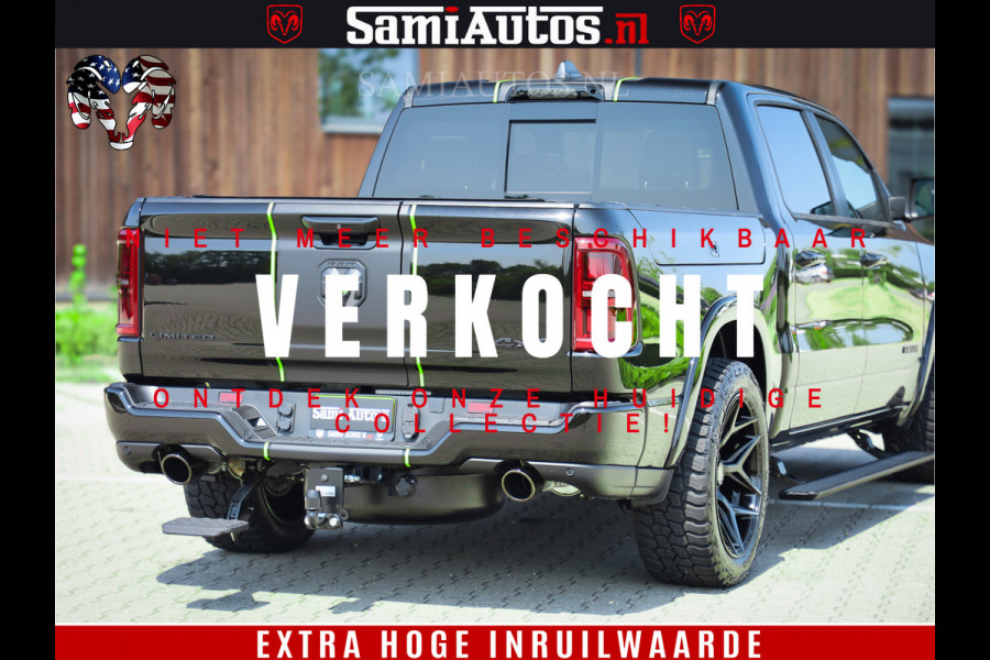 Dodge Ram 1500 Limited Night H.O 540HP 706Nm | Massage + Full Option | De Meest Luxe en Volle Pick-Up in zijn Klasse | Comfortabele Dubbele Cabine met Royale 5 Zitplaatsen | BPM vrij | Nu Leverbaar uit Voorraad | Voorraad Nr 2384 - 5408