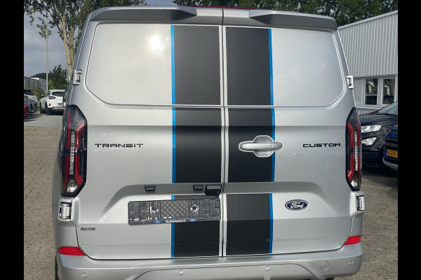 Ford Transit Custom 320 2.5 PHEV L2H1 Sport DC Zuid | 233pk | Dubbele Cabine | Dubbele zijschuifdeur | Inklapbare trekhaak | 19 inch lichtmetalen Sport velgen (mat zwart) | Verwarmbaar stuurwiel | Navigatie systeem