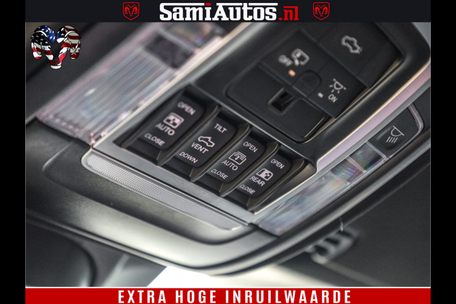 Dodge Ram 1500 DIAMOND LIMITED NIGHT 5.7 V8 | BLACK OPS | MULTITAILGATE | PANO | ADAPTIVE CRUISE | 360CAM | APPLE CARPLAY | PRINS LPG ONDERBOUW | LUCHTVERING | 4X4 | Comfortabele Dubbele Cabine met Royale 5 Zitplaatsen | BEUTY | MEEST COMPLETE UITVOERING | ALLES IN ZWART & WIELEN HOOGGLANS ZWART |