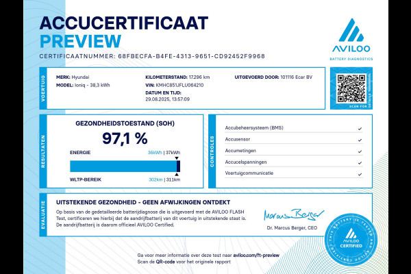 Hyundai IONIQ Comfort EV 38 kWh | Auto in nieuwstaat! | Infinity sound | Stoelverwarming | Soh (batterijcheck) 97,1 %