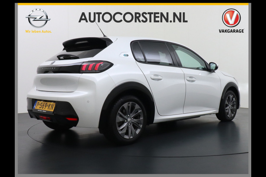 Peugeot e-208 EV Active 50kWh Automaat Apple Carplay Android Auto Navi Ecc 360°Camera Cruise Control Stoelverwarming Pdc DAB+ Keyless Privacy Glas Led Isofix Regen-Lichtsensor Rijstrooksensor Verkeersbord detectie