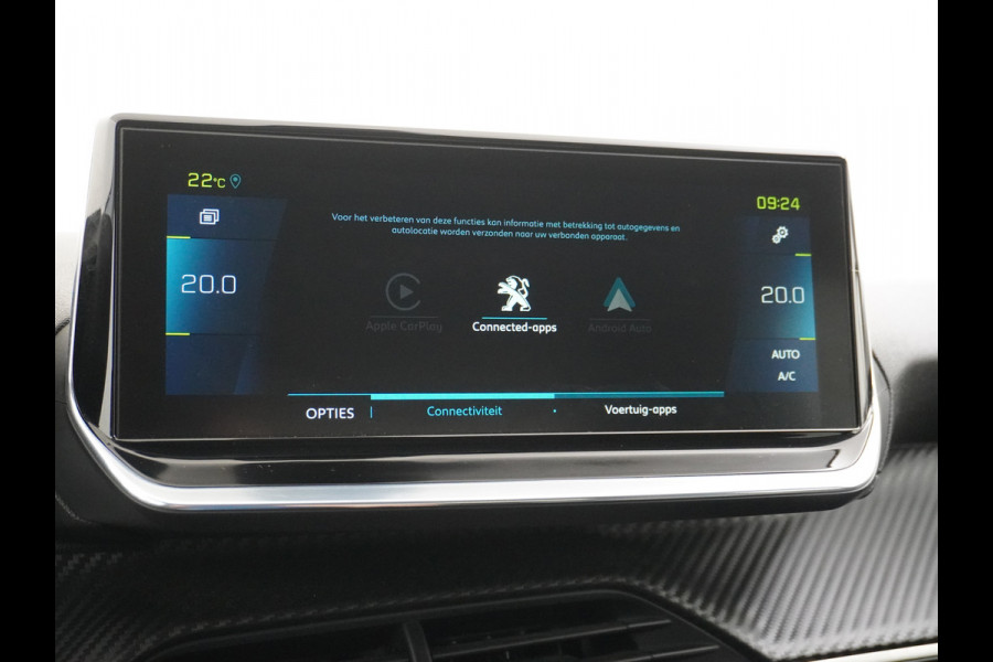 Peugeot e-208 EV Active 50kWh Automaat Apple Carplay Android Auto Navi Ecc 360°Camera Cruise Control Stoelverwarming Pdc DAB+ Keyless Privacy Glas Led Isofix Regen-Lichtsensor Rijstrooksensor Verkeersbord detectie