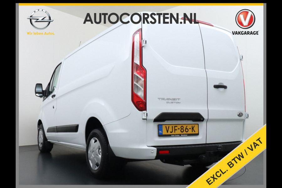Ford Transit Custom 280 2.0TDCI 130PK L1H1 3-Persoons Apple Carplay Android Auto Airco Trekhaak Camera Cruise Control Pdc Voorruitverwarming Trend Regen-Lichtsensor Betonplex Vloer Wandbetimmering Schuifdeur Euro 6 385NM Koppel Zeer Compleet!