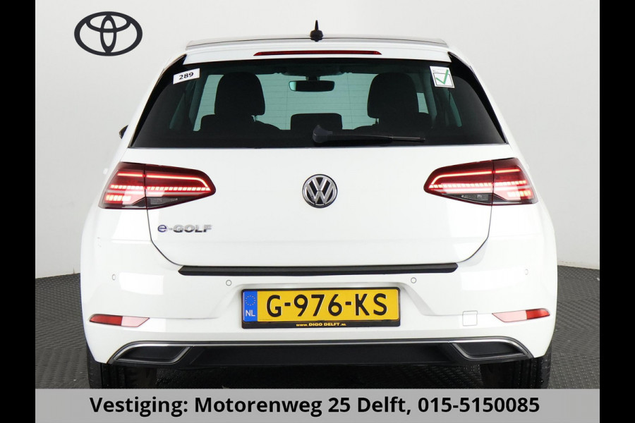 Volkswagen e-Golf FULL ELECTRIC.136 PK.WARMTEPOMP. ACCUTEST 90 %!! 1e EIG.100% ONDERHOUDEN!!! DIGITAAL DASHBOARD. ALS NIEUW TOT 2 JAAR GARANTIE *