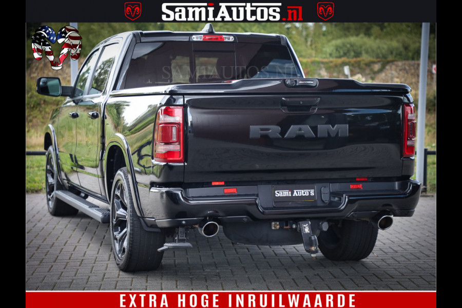Dodge Ram 1500 LIMITED WHEELS 22 | 5.7 V8 4X4 | SPORT | UITLAAT KLEP | CAMERA | CRUISE | STOEL VERWARMING/VENTILATIE | TREKHAAK 3500Kg | CREWCAB | LED | APPLE CARPLAY | DUBBELE CABINE Comfortabele Dubbele Cabine met Royale 5 Zitplaatsen |