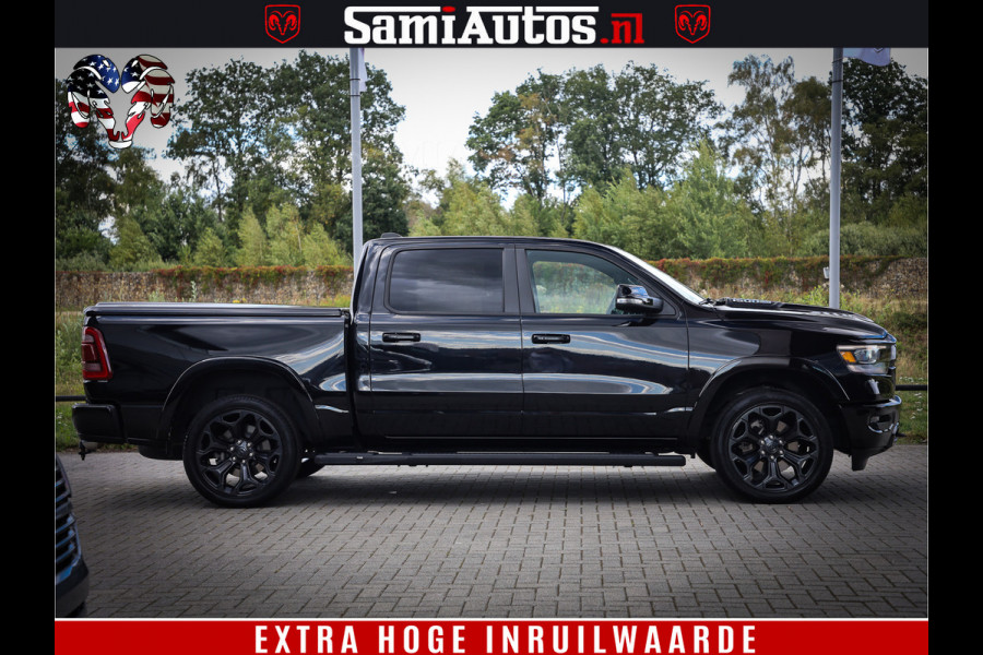 Dodge Ram 1500 LIMITED WHEELS 22 | 5.7 V8 4X4 | SPORT | UITLAAT KLEP | CAMERA | CRUISE | STOEL VERWARMING/VENTILATIE | TREKHAAK 3500Kg | CREWCAB | LED | APPLE CARPLAY | DUBBELE CABINE Comfortabele Dubbele Cabine met Royale 5 Zitplaatsen |