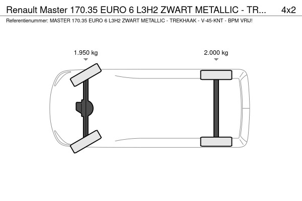 Renault Master 170.35 EURO 6 L3H2 ZWART METALLIC - TREKHAAK - V-45-KNT - BPM VRIJ! Renault Master 170.35 EURO 6 L3H2 ZWART METALLIC - TREKHAAK - V-45-KNT - BPM VRIJ!