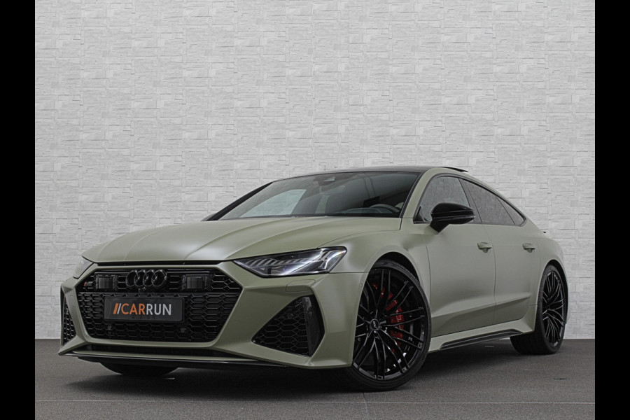 Audi RS7 Dynamic+ 300kmh | Keramisch | 22" ABT (9200,=) | B&O 3D High End | 4-Wielbesturing | Stoelvent. | Carbon Pack | Nachtzicht | Alc 91500,= ex btw | Lease / Maandbedrag 998,= pm. | 360 Camera | Laser-LED | ACC | Valcona | Klasse-5 | Head-up | Soft-Close | Isolatieglas | Dealer OH.