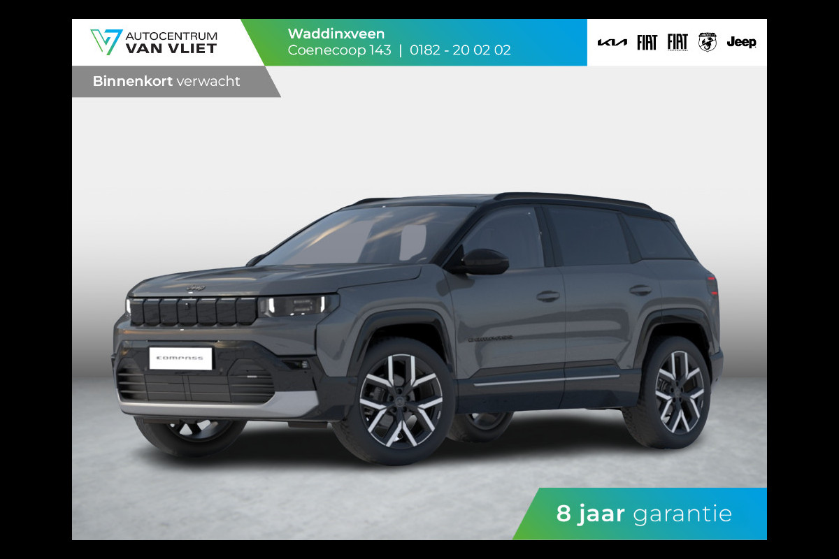 Jeep Compass First Edition 74 kWh | Adapt. Cruise | Camera | Carplay | 20" | Elektr. A-Klep | Navi | Winter Pack | Schuif/Kanteldak | Premium Pack | Conv. Pack | Warmtepomp