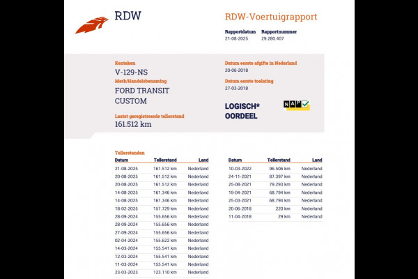 Ford Transit Custom 300 2.0 TDCI 130 pk Euro 6 - L2 Lang