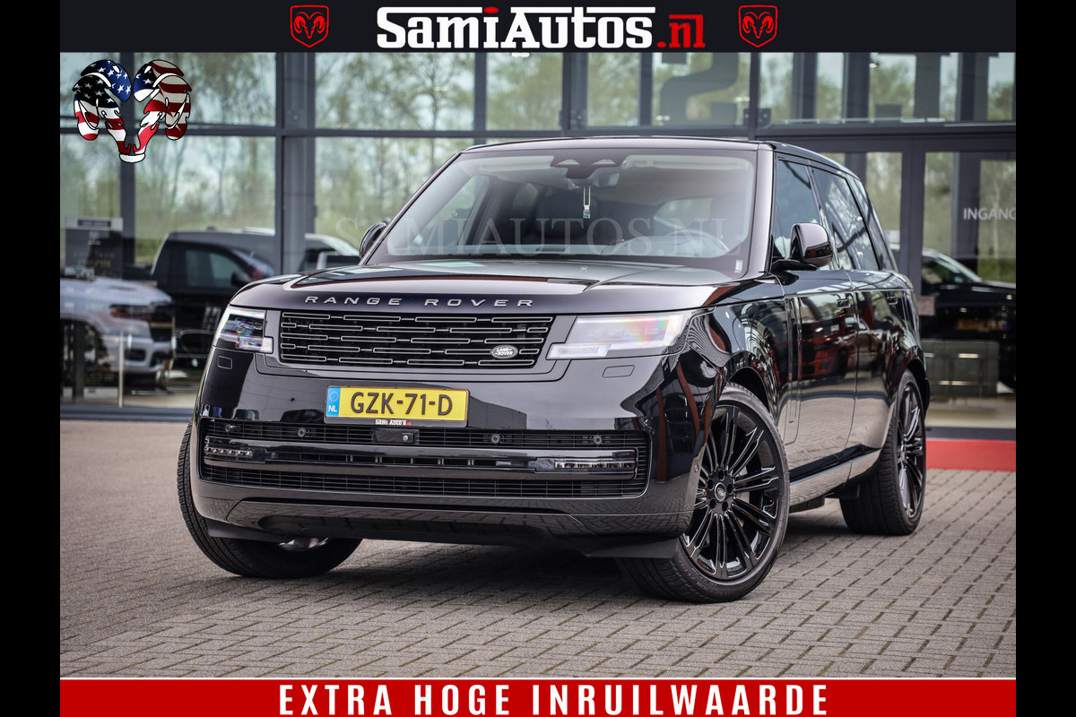 Land Rover Range Rover P550e | NIGHT | GARANTIE TOT 14-03-2029 | HEAD-UP | ACHTERAS BESTURING | SOFT CLOSE | PHEV | 23 INCH VELGEN | PANORAMADAK | STUURVERWARMING | STOEL KOELING | Fabrieksgarantie tot 14-03-2029 – Geniet van gemoedsrust met uitgebreide dekking tot deze datum. GZK-71-D