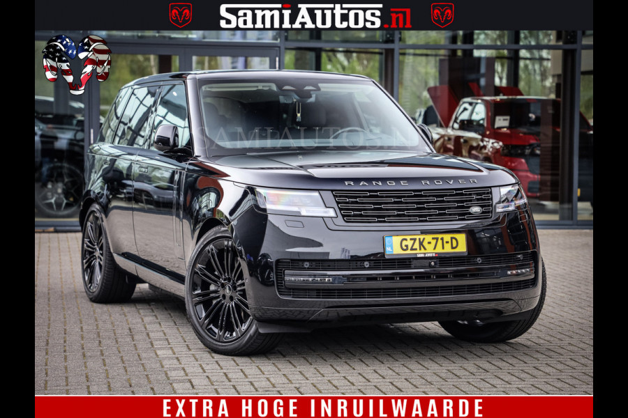 Land Rover Range Rover P550e | NIGHT | GARANTIE TOT 14-03-2029 | HEAD-UP | ACHTERAS BESTURING | SOFT CLOSE | PHEV | 23 INCH VELGEN | PANORAMADAK | STUURVERWARMING | STOEL KOELING | Fabrieksgarantie tot 14-03-2029 – Geniet van gemoedsrust met uitgebreide dekking tot deze datum. GZK-71-D