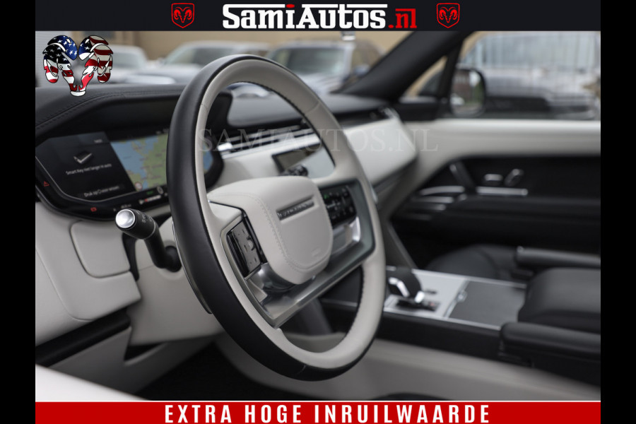 Land Rover Range Rover P550e | NIGHT | GARANTIE TOT 14-03-2029 | HEAD-UP | ACHTERAS BESTURING | SOFT CLOSE | PHEV | 23 INCH VELGEN | PANORAMADAK | STUURVERWARMING | STOEL KOELING | Fabrieksgarantie tot 14-03-2029 – Geniet van gemoedsrust met uitgebreide dekking tot deze datum. GZK-71-D