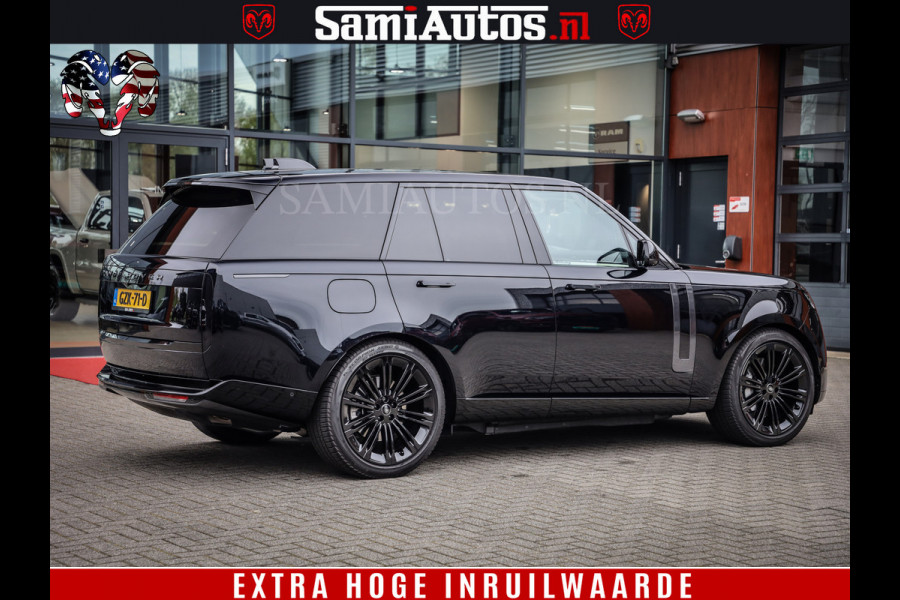 Land Rover Range Rover P550e | NIGHT | GARANTIE TOT 14-03-2029 | HEAD-UP | ACHTERAS BESTURING | SOFT CLOSE | PHEV | 23 INCH VELGEN | PANORAMADAK | STUURVERWARMING | STOEL KOELING | Fabrieksgarantie tot 14-03-2029 – Geniet van gemoedsrust met uitgebreide dekking tot deze datum. GZK-71-D