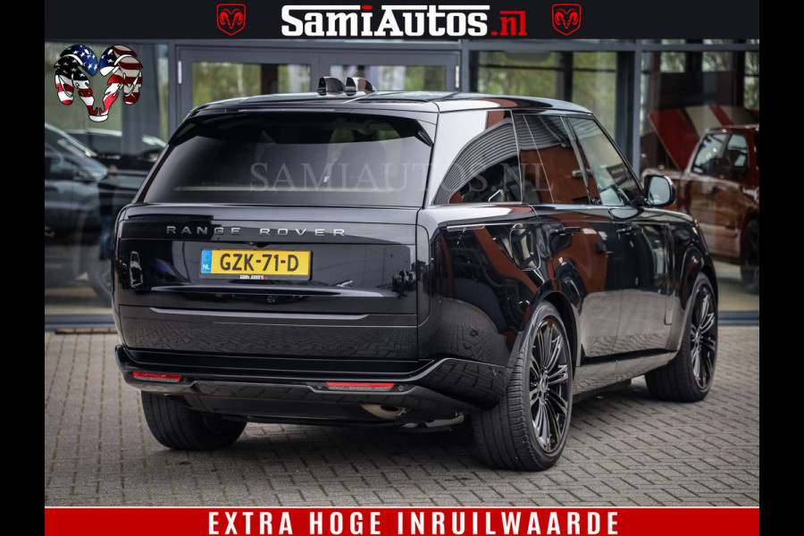 Land Rover Range Rover P550e | NIGHT | GARANTIE TOT 14-03-2029 | HEAD-UP | ACHTERAS BESTURING | SOFT CLOSE | PHEV | 23 INCH VELGEN | PANORAMADAK | STUURVERWARMING | STOEL KOELING | Fabrieksgarantie tot 14-03-2029 – Geniet van gemoedsrust met uitgebreide dekking tot deze datum. GZK-71-D