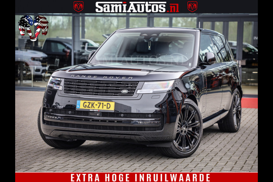 Land Rover Range Rover P550e | NIGHT | GARANTIE TOT 14-03-2029 | HEAD-UP | ACHTERAS BESTURING | SOFT CLOSE | PHEV | 23 INCH VELGEN | PANORAMADAK | STUURVERWARMING | STOEL KOELING | Fabrieksgarantie tot 14-03-2029 – Geniet van gemoedsrust met uitgebreide dekking tot deze datum. GZK-71-D
