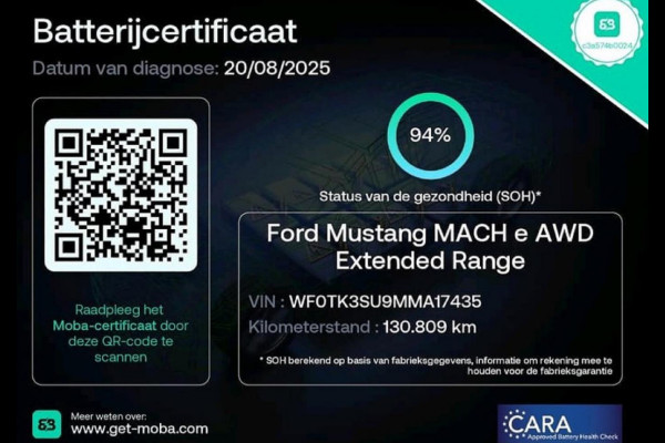 Ford Mustang Mach-E Extended First Edition 337 pk AWD 98 kWh, panoramadak, leder, trekhaak, 1 e eigenaar, NL auto nap