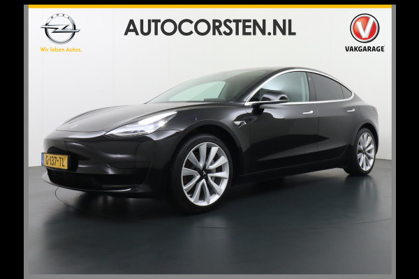 Tesla Model 3 RWD SR+ 60kWh 325PK Lmv 19" AutoPilot Leder PanoDak Adaptive-Cruise Lmv Camera's Elektr.-Stuur+Stoelen+Spiegels+Geheugen+Easy-En Navi LED Comfortstoelen ACC DAB Voorverwarmen interieur via App Keyless via Telefoonsleutel One-Pedal-Drive Origineel Nederlandse auto tot 11kw laden thuis! 1.584kg licht!
