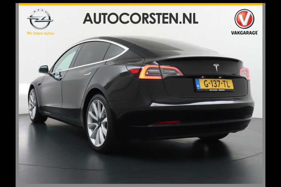 Tesla Model 3 RWD SR+ 60kWh 325PK Lmv 19" AutoPilot Leder PanoDak Adaptive-Cruise Lmv Camera's Elektr.-Stuur+Stoelen+Spiegels+Geheugen+Easy-En Navi LED Comfortstoelen ACC DAB Voorverwarmen interieur via App Keyless via Telefoonsleutel One-Pedal-Drive Origineel Nederlandse auto tot 11kw laden thuis! 1.584kg licht!
