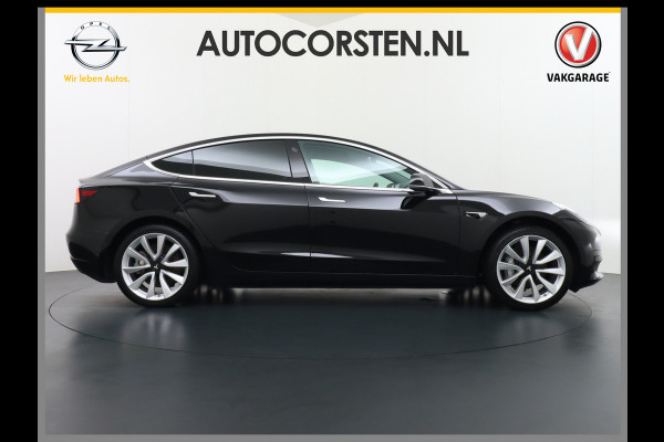 Tesla Model 3 RWD SR+ 60kWh 325PK Lmv 19" AutoPilot Leder PanoDak Adaptive-Cruise Lmv Camera's Elektr.-Stuur+Stoelen+Spiegels+Geheugen+Easy-En Navi LED Comfortstoelen ACC DAB Voorverwarmen interieur via App Keyless via Telefoonsleutel One-Pedal-Drive Origineel Nederlandse auto tot 11kw laden thuis! 1.584kg licht!
