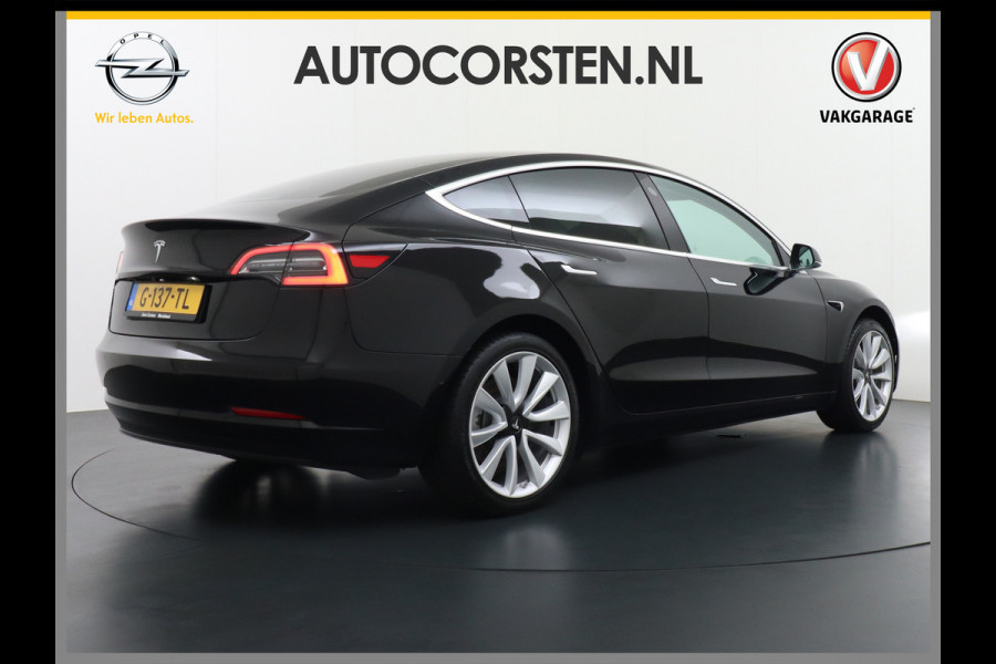 Tesla Model 3 RWD SR+ 60kWh 325PK Lmv 19" AutoPilot Leder PanoDak Adaptive-Cruise Lmv Camera's Elektr.-Stuur+Stoelen+Spiegels+Geheugen+Easy-En Navi LED Comfortstoelen ACC DAB Voorverwarmen interieur via App Keyless via Telefoonsleutel One-Pedal-Drive Origineel Nederlandse auto tot 11kw laden thuis! 1.584kg licht!