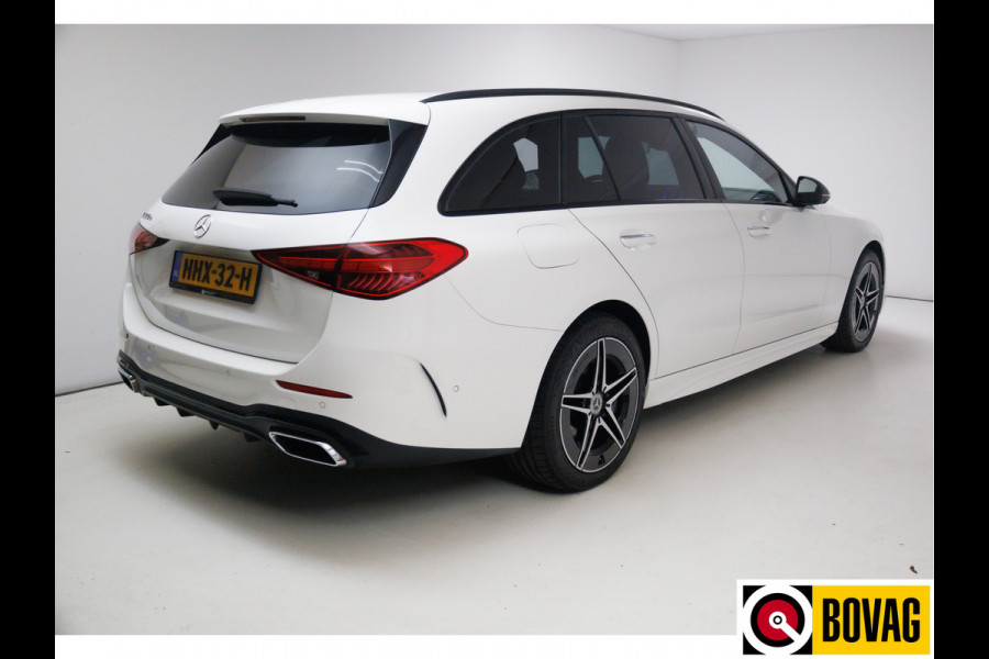 Mercedes-Benz C-Klasse Estate 300 e AMG Line Ltd. Night | Pano | Nappa leer | Stoelverw. V+A & Stuur | Matrix Led | Trekhaak | 360 Camera Rijassistent, Dodehoekw., Premium Audio, Sfeerverlichting