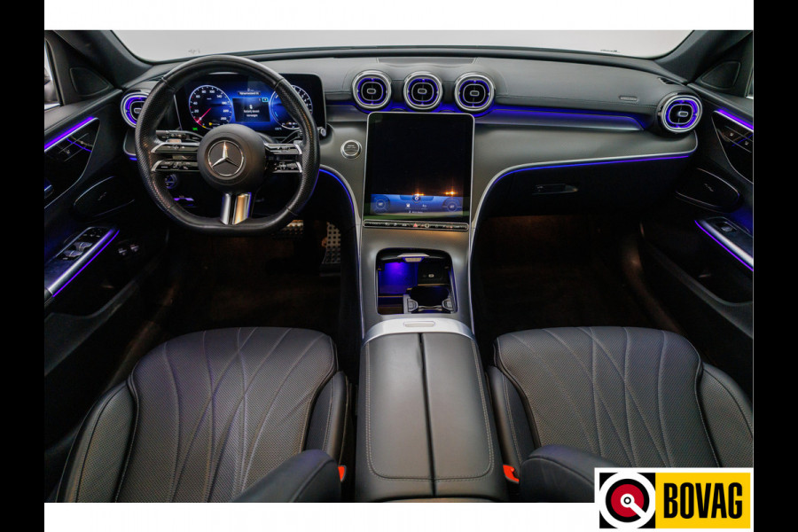 Mercedes-Benz C-Klasse Estate 300 e AMG Line Ltd. Night | Pano | Nappa leer | Stoelverw. V+A & Stuur | Matrix Led | Trekhaak | 360 Camera Rijassistent, Dodehoekw., Premium Audio, Sfeerverlichting