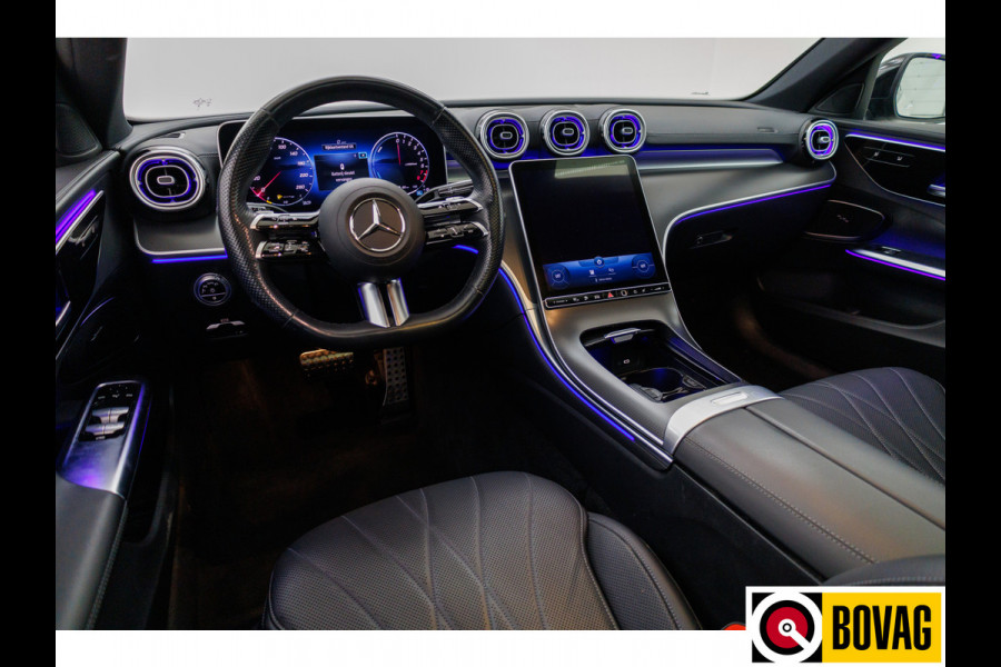 Mercedes-Benz C-Klasse Estate 300 e AMG Line Ltd. Night | Pano | Nappa leer | Stoelverw. V+A & Stuur | Matrix Led | Trekhaak | 360 Camera Rijassistent, Dodehoekw., Premium Audio, Sfeerverlichting