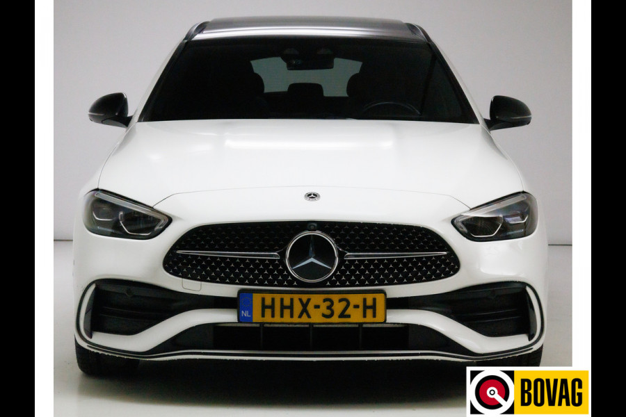 Mercedes-Benz C-Klasse Estate 300 e AMG Line Ltd. Night | Pano | Nappa leer | Stoelverw. V+A & Stuur | Matrix Led | Trekhaak | 360 Camera Rijassistent, Dodehoekw., Premium Audio, Sfeerverlichting