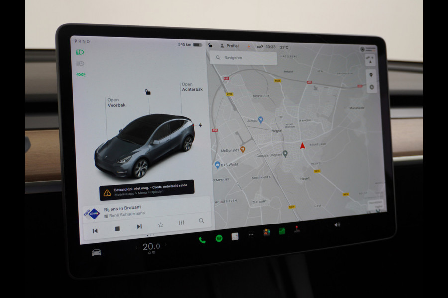Tesla Model Y Long Range AWD 75kWh Trekhaak Warmtepomp Navi Ecc Leder Camera Privacy Glas Matrix-Led Keyless Stoel+stuurverwarming 1.600 kg Trekgewicht 1e Eigenaar Garantie Batterij en aandrijflijn jaar/192.000km vanaf nieuw