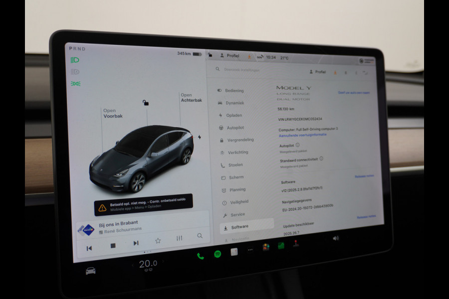 Tesla Model Y Long Range AWD 75kWh Trekhaak Warmtepomp Navi Ecc Leder Camera Privacy Glas Matrix-Led Keyless Stoel+stuurverwarming 1.600 kg Trekgewicht 1e Eigenaar Garantie Batterij en aandrijflijn jaar/192.000km vanaf nieuw