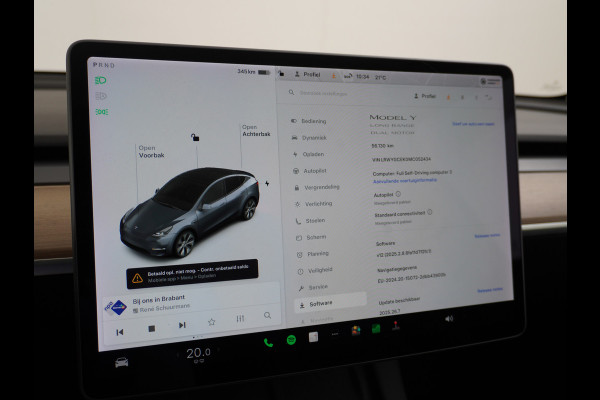 Tesla Model Y Long Range AWD 75kWh Trekhaak Warmtepomp Navi Ecc Leder Camera Privacy Glas Matrix-Led Keyless Stoel+stuurverwarming 1.600 kg Trekgewicht 1e Eigenaar Garantie Batterij en aandrijflijn jaar/192.000km vanaf nieuw