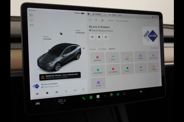 Tesla Model Y Long Range AWD 75kWh Trekhaak Warmtepomp Navi Ecc Leder Camera Privacy Glas Matrix-Led Keyless Stoel+stuurverwarming 1.600 kg Trekgewicht 1e Eigenaar Garantie Batterij en aandrijflijn jaar/192.000km vanaf nieuw