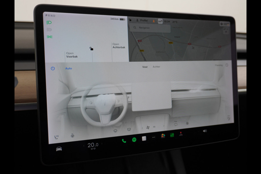 Tesla Model Y Long Range AWD 75kWh Trekhaak Warmtepomp Navi Ecc Leder Camera Privacy Glas Matrix-Led Keyless Stoel+stuurverwarming 1.600 kg Trekgewicht 1e Eigenaar Garantie Batterij en aandrijflijn jaar/192.000km vanaf nieuw