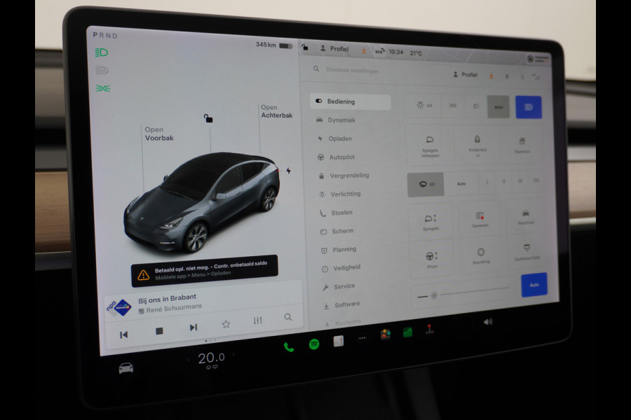 Tesla Model Y Long Range AWD 75kWh Trekhaak Warmtepomp Navi Ecc Leder Camera Privacy Glas Matrix-Led Keyless Stoel+stuurverwarming 1.600 kg Trekgewicht 1e Eigenaar Garantie Batterij en aandrijflijn jaar/192.000km vanaf nieuw