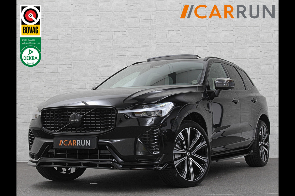 Volvo XC60 T8 AWD Ultimate Dark 455PK | Panorama | R-Design | Pilot-Assist | ACC | Harman-Kardon | Memory | Trekhaak | Sportstoelen | Leder | 21 Inch | Stuur/Stoel/Voorruit-Verwarming | Keyless-Entry | Standkachel | ISO-Glas | Black-Optic | Zwarte Hemel | Draadloos Laden | Carplay | BOVAG Garantie |