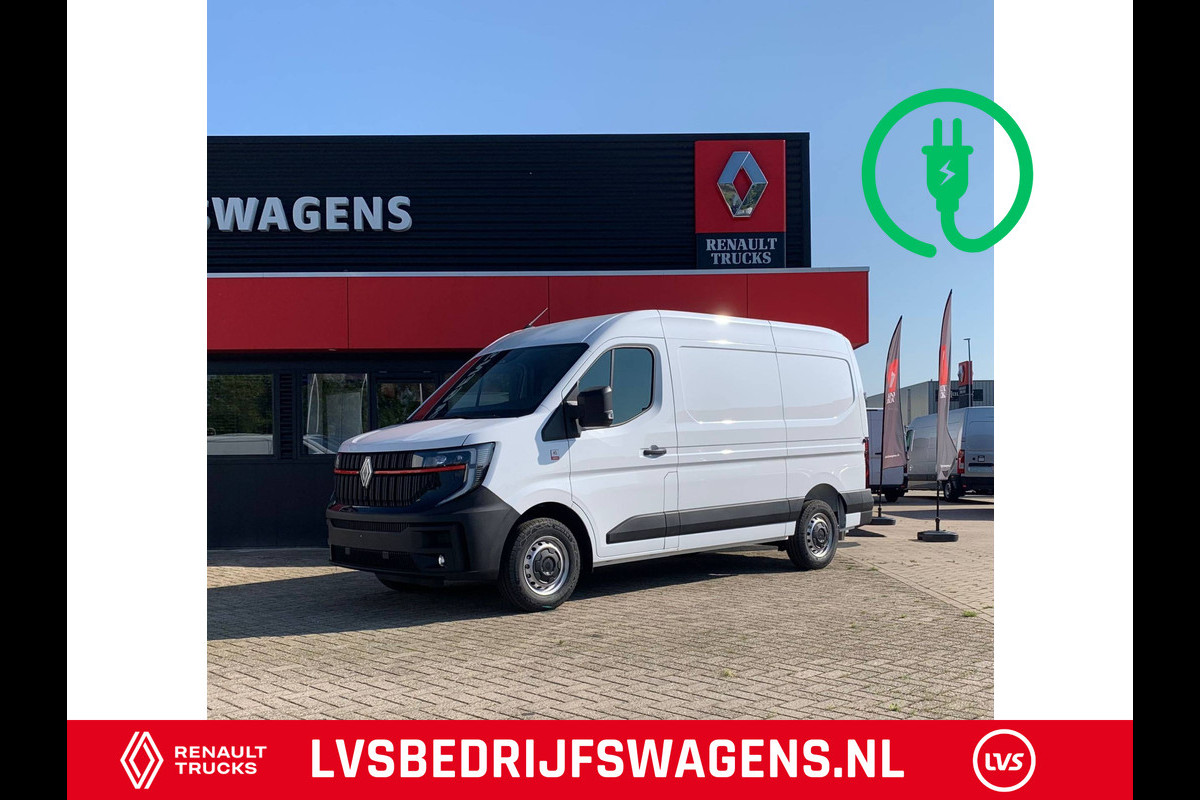 Renault Master E-Tech 87 kWh, 130 kW snelladen, L2H2 Multimedia met Google services, Camera, Trekhaak, Apple carplay, Verwarmde voorruit.